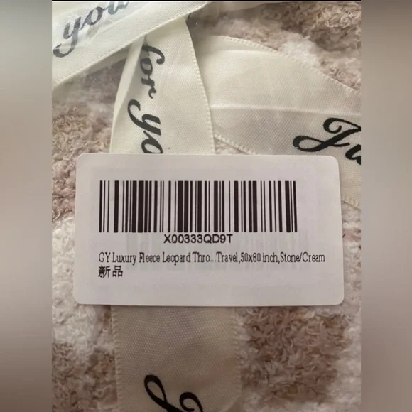 Luxury Fleece Leopard Throw 50x60 Inch, Stone & Cream